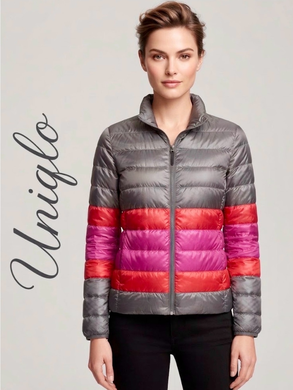 Uniqlo Ultra Light Down Colorblock Puffer Jacket Hooded Full Zip Size M